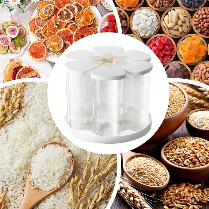 Rotierender Lebensmittelspender – Getreidespender, rotierende Küchen-Aufbewahrungsbehälter, 6 Fächer