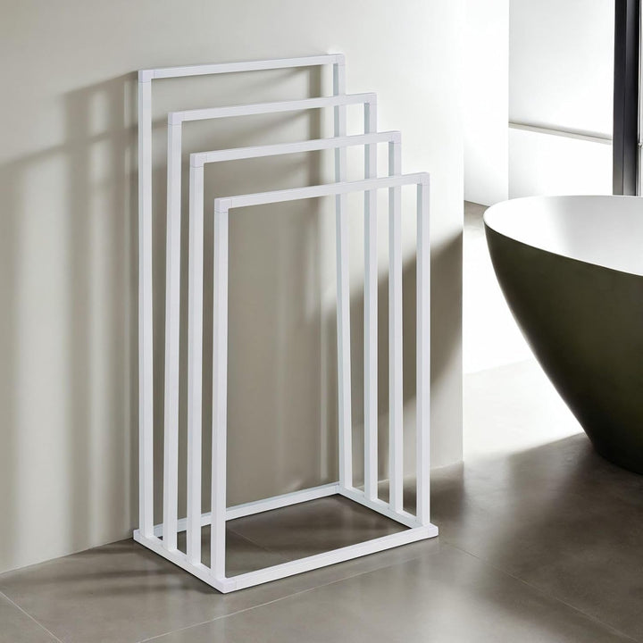 IDIMEX Handtuchhalter Senza freistehend, weiss – moderner Handtuchständer mit 4 Stangen, Metallgeste