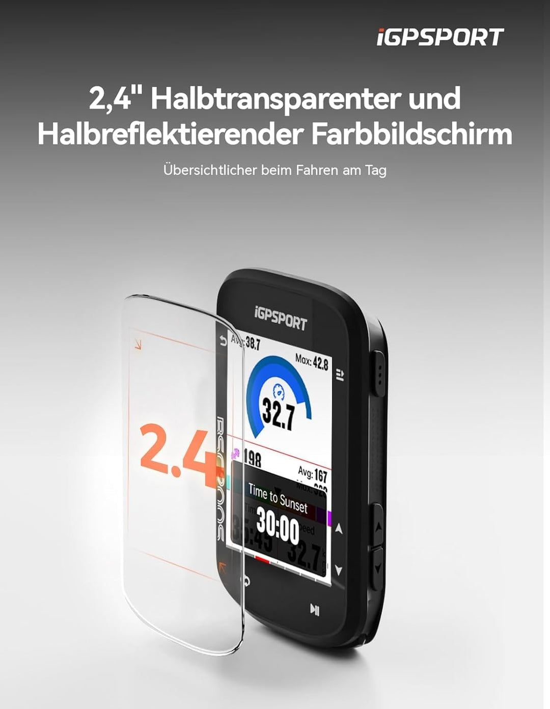 iGPSPORT BSC200S Fahrradcomputer Kabellos GPS, Routennavigation Weiterfahrtfunktion Gierwende-Eingab