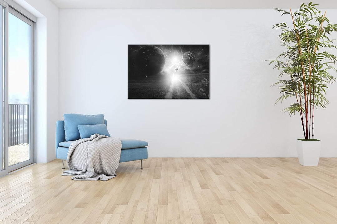 deyoli Fantasie Landschaft feuriger Drache Format: 80x60 Effekt: Schwarz&Weiss als Leinwandbild, Mot
