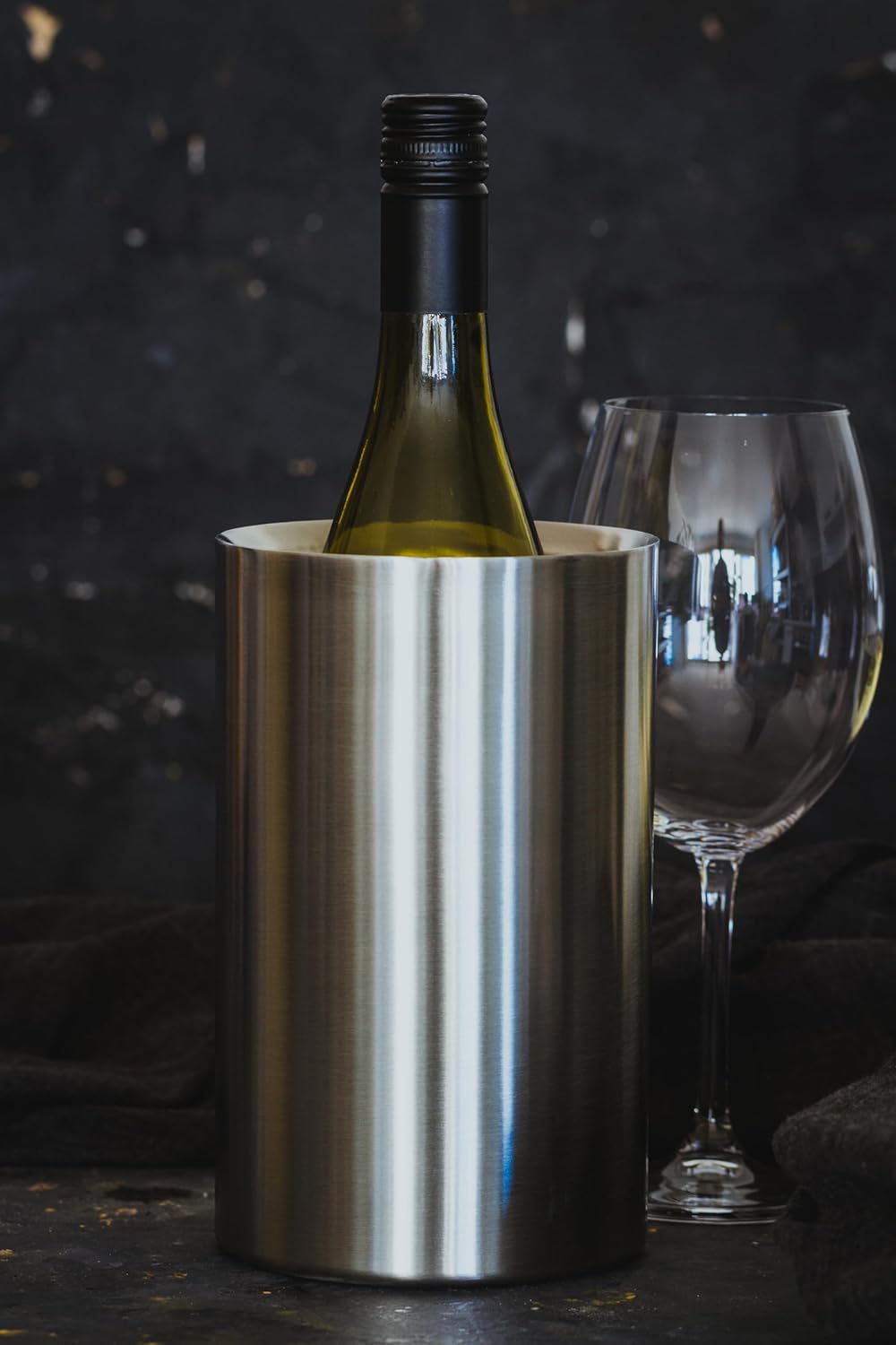 Bar Craft Weinkühler, für einzelne Flaschen, in Geschenkbox, gebürsteter Edelstahl, Silber, 12 cm x