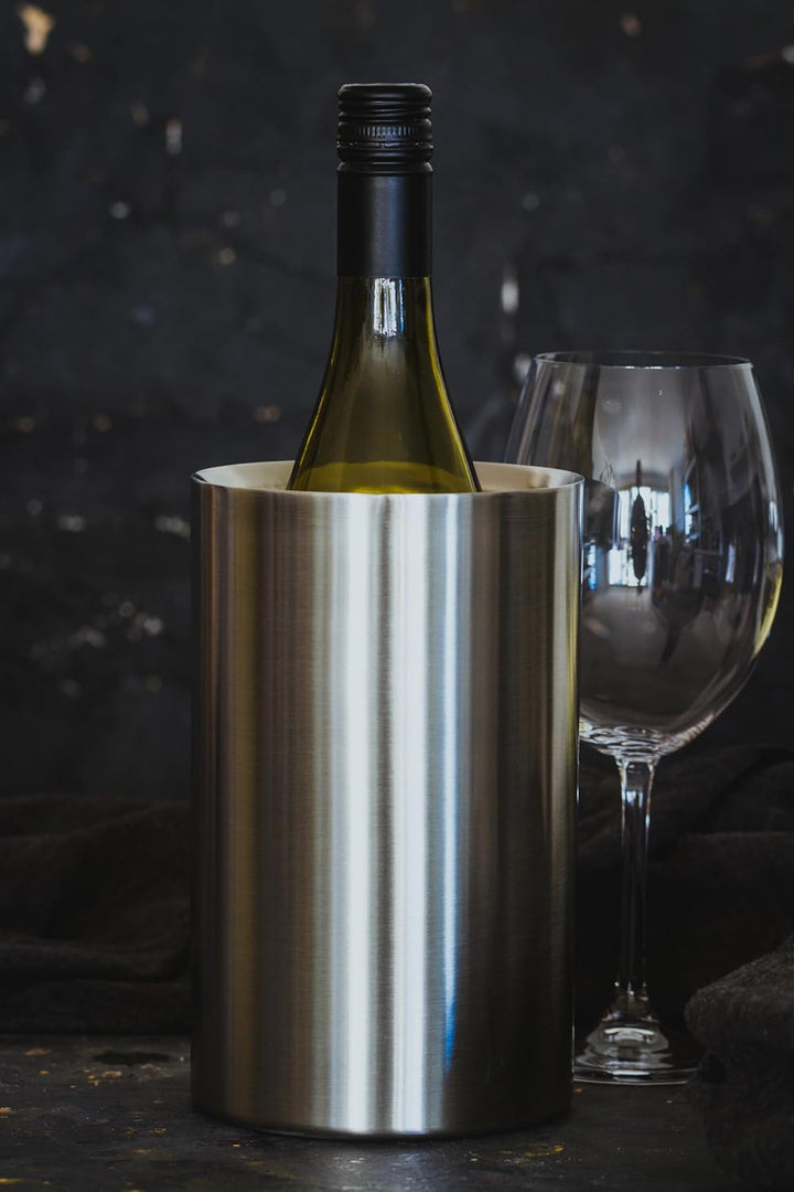 Bar Craft Weinkühler, für einzelne Flaschen, in Geschenkbox, gebürsteter Edelstahl, Silber, 12 cm x