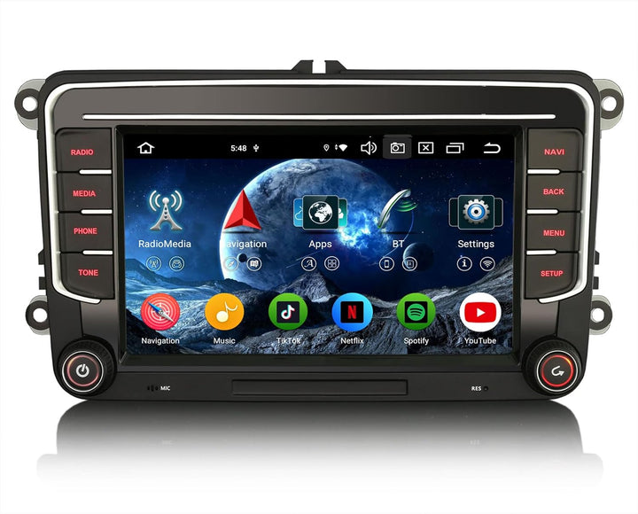 Erisin 8-Kern 4GB+64GB 7 Zoll Android 14 Autoradio GPS Navigation für VW Passat B6 Golf 5 Golf 6 Tou