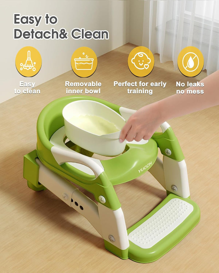 Yucch Toilettensitz Kinder mit Treppe – Verbesserte 2-in-1 Kind Toilettensitz höhenverstellbar, ruts