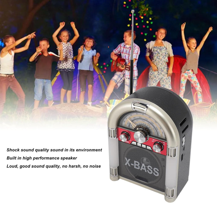 AM FM Vintage-Radio, Tragbares Retro-Kurzwellenradio mit Bluetooth-Lautsprecher, Wiederaufladbare Re