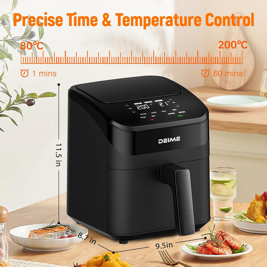 DEIME Heissluftfritteuse, 4,3 l, 8-in-1-Luftfritteuse, digital, platzsparend, kompakt, Backen, Aufwä