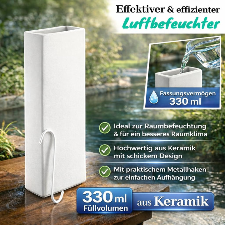 Luftbefeuchter für Heizung Set inkl. Haken - Keramik Wasserverdunster - weiss beige - Wasserverdunst
