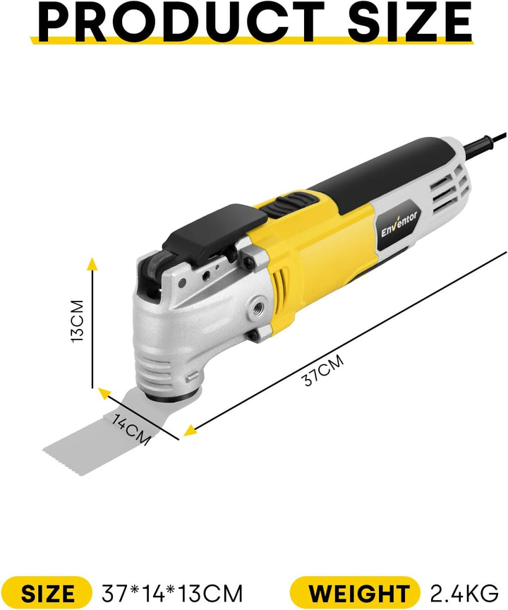 ENVENTOR Oszillationswerkzeug, 300W Multifunktionswerkzeug mit 28 Zubehör, 6 Variable Geschwindigkei
