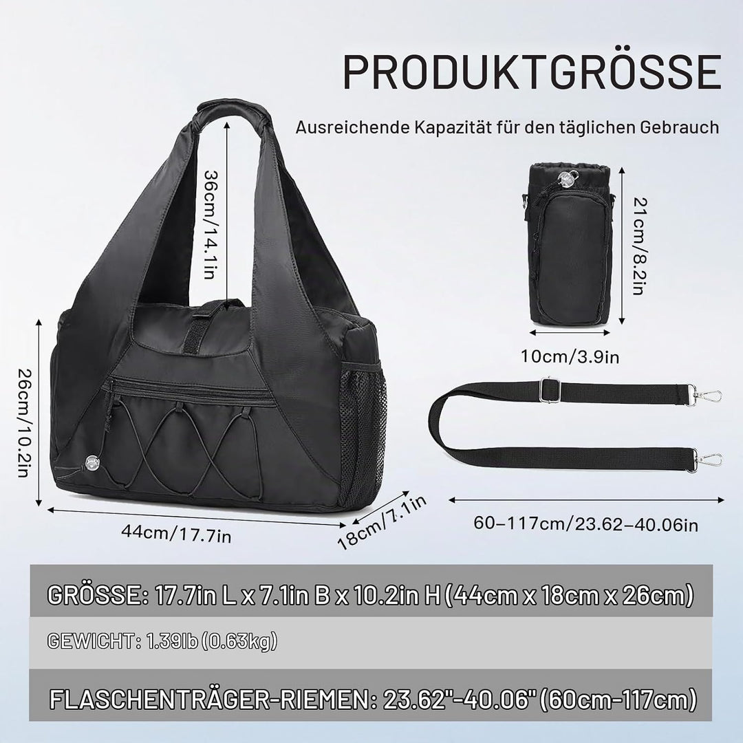 Sporttasche Damen - Sporttasche mit Schuhfach und Nassfach - Gym Tasche Leicht Wasserabweisend - Rei