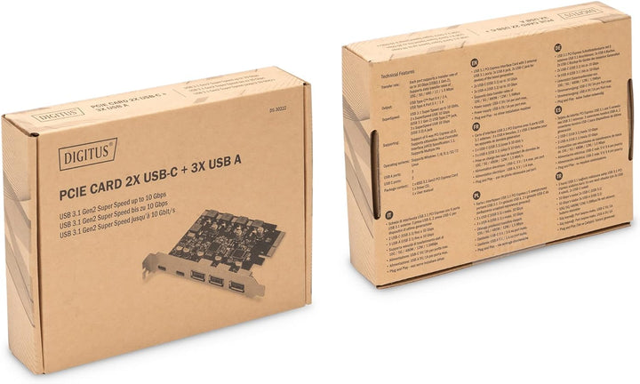 DIGITUS PCIe Karte 2X USB-C, 3X USB A