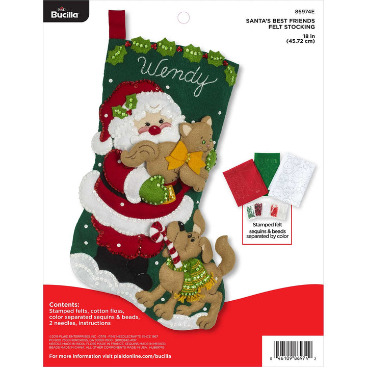 Bucilla Filzapplikationsset mit Weihnachtsmann-Motiv Bester Freund des Weihnachtsmannes, Bester Freu