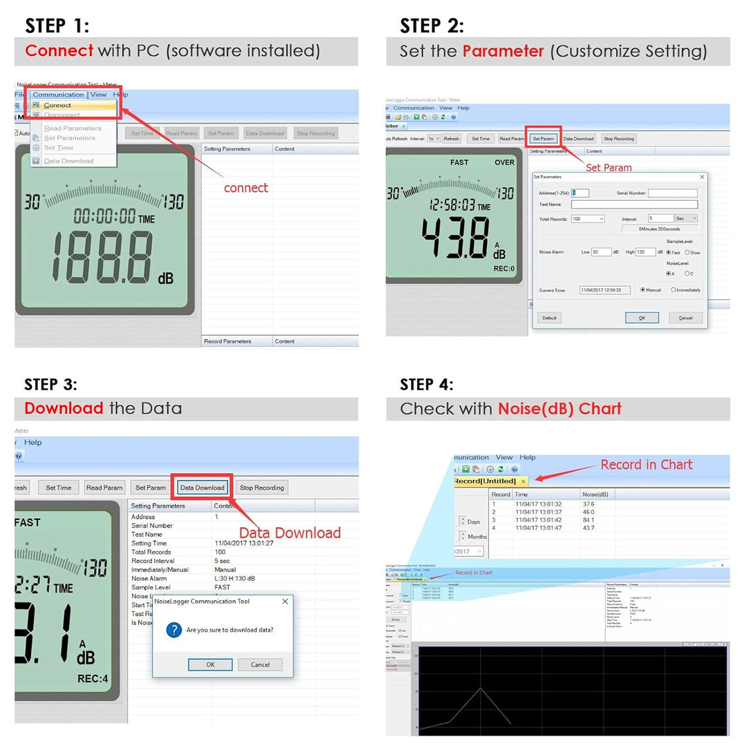 Instrument Kompakt Fachmann Digital Klang Niveau Meter Dezibel mit Hintergrundbeleuchtetes Anzeige H