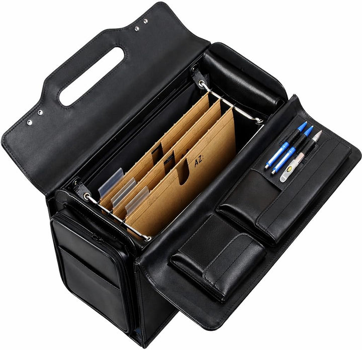Alassio 45057 - Pilotenkoffer VERONA, aus hochwertigem Leder, ca. 49 x 35 x 24 cm, schwarz