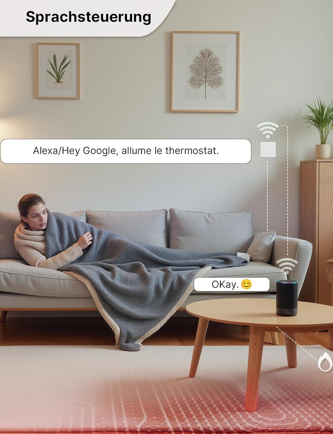 MOES Smart Thermostat Fussbodenheizung Elektrisch, Raumthermostat Fussbodenheizung WLAN Programmierb