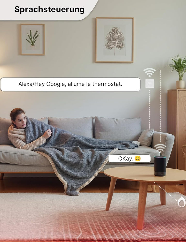 MOES Smart Thermostat Fussbodenheizung Elektrisch, Raumthermostat Fussbodenheizung WLAN Programmierb