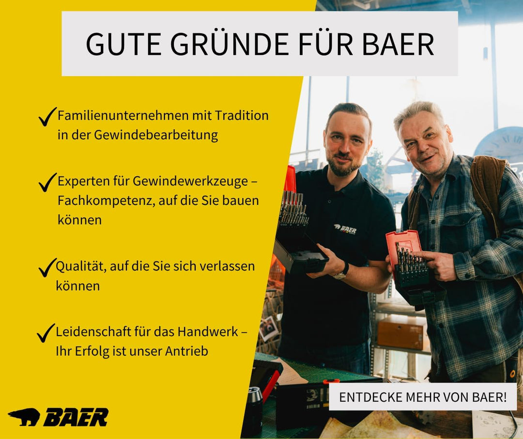 BAER Gewindeschneider Set HSS inklusive Bohrpaste: Gewindeschneider Satz - Kernlochbohrer - Windeise