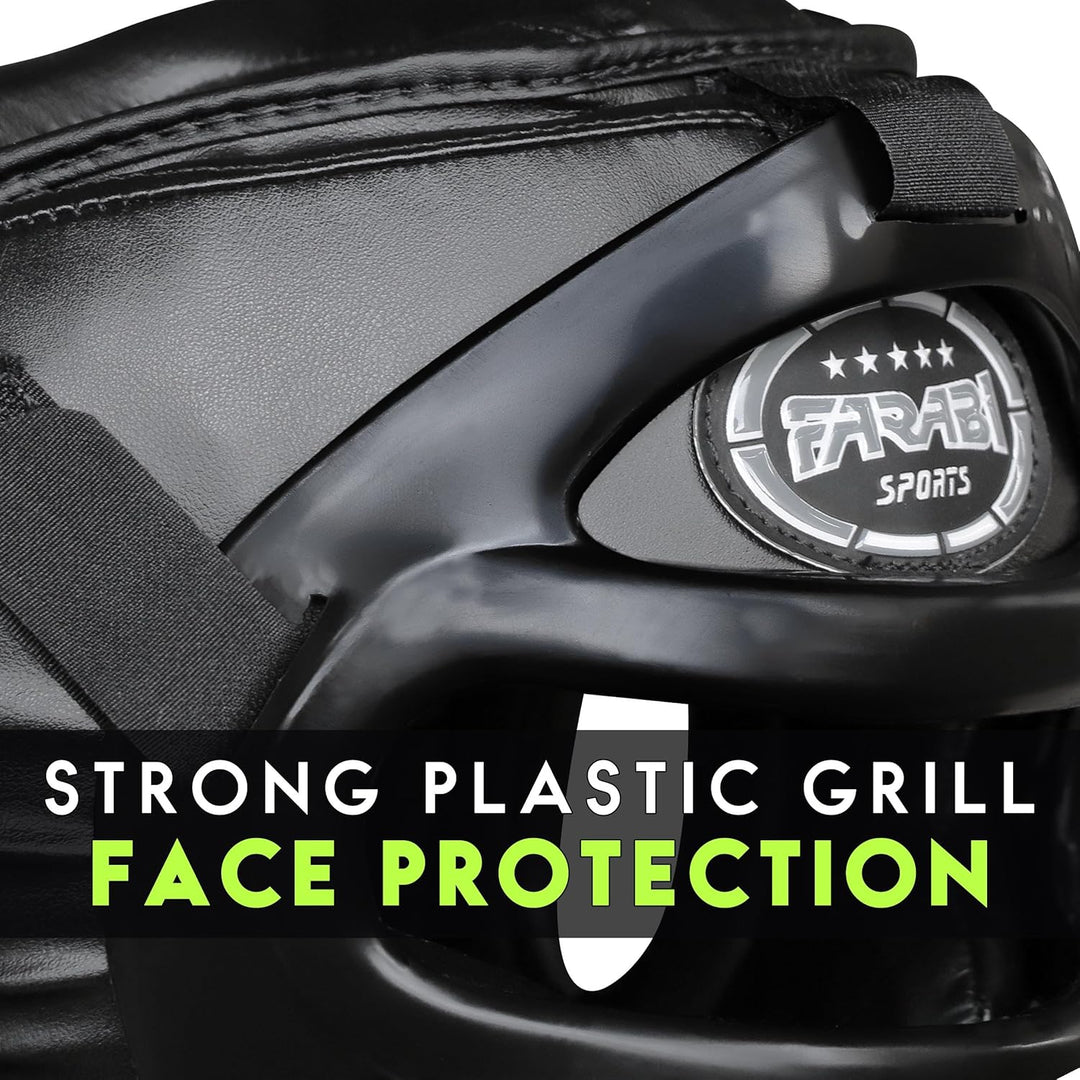 Farabi Sports Kopfschutz Frontbügel Grillschutz Krav MAGA Kickboxen Kopfschutz Schwarz S, Schwarz S
