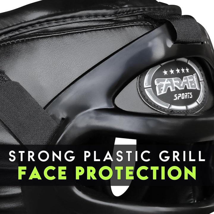 Farabi Sports Kopfschutz Frontbügel Grillschutz Krav MAGA Kickboxen Kopfschutz Schwarz S, Schwarz S