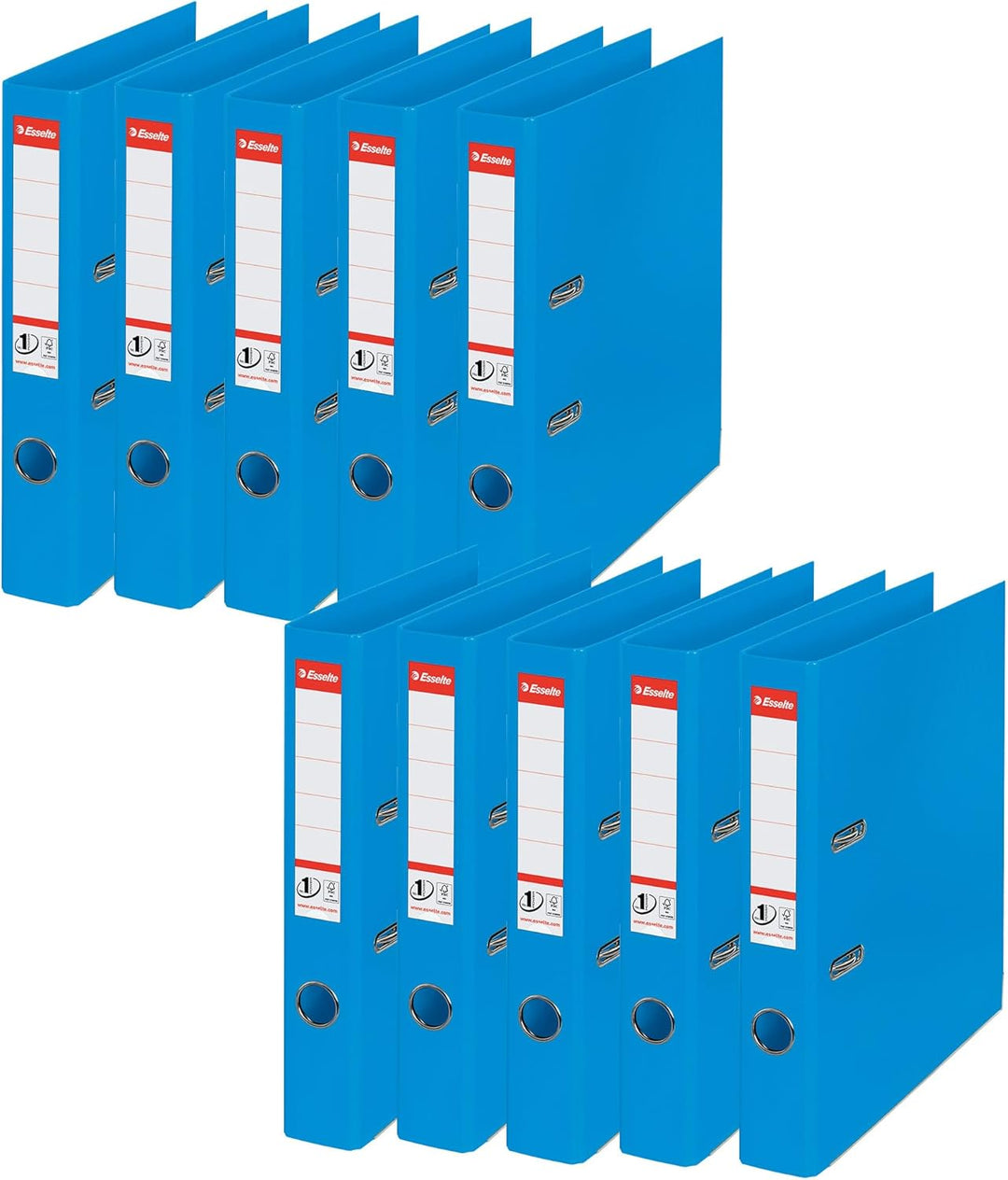 Esselte 624071 Mini-Aktenordner PVC Raumsparschlitze 50 mm Rücken A4 10 Stück blau Schmal Blau 10er