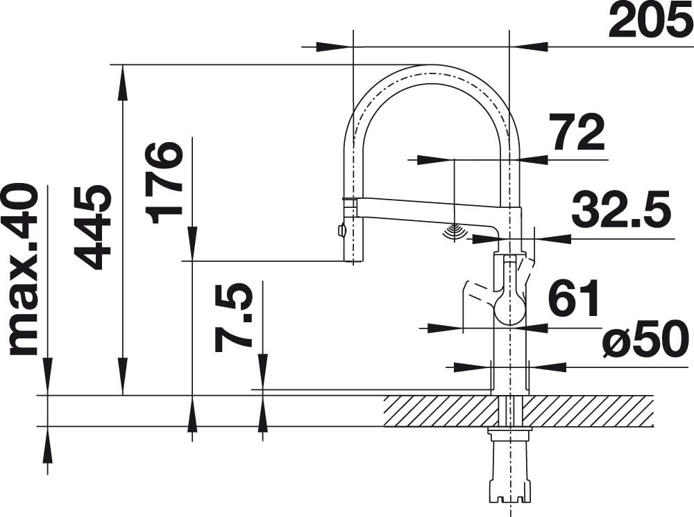Blanco 522407 SOLENTA-S Senso UltraResist S Küchenarmatur, 230 V, Edelstahl Finish Sensor Hebel rech