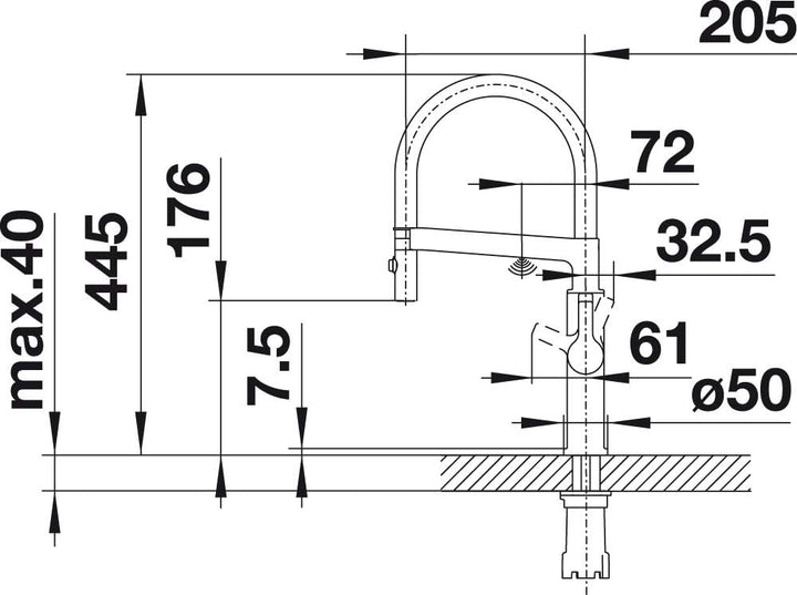 Blanco 522407 SOLENTA-S Senso UltraResist S Küchenarmatur, 230 V, Edelstahl Finish Sensor Hebel rech