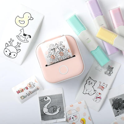 Mini Drucker, Tragbarer Sticker Printe Pocket Tiny Printer für Smartphone, T02 Inkless Handy Thermod