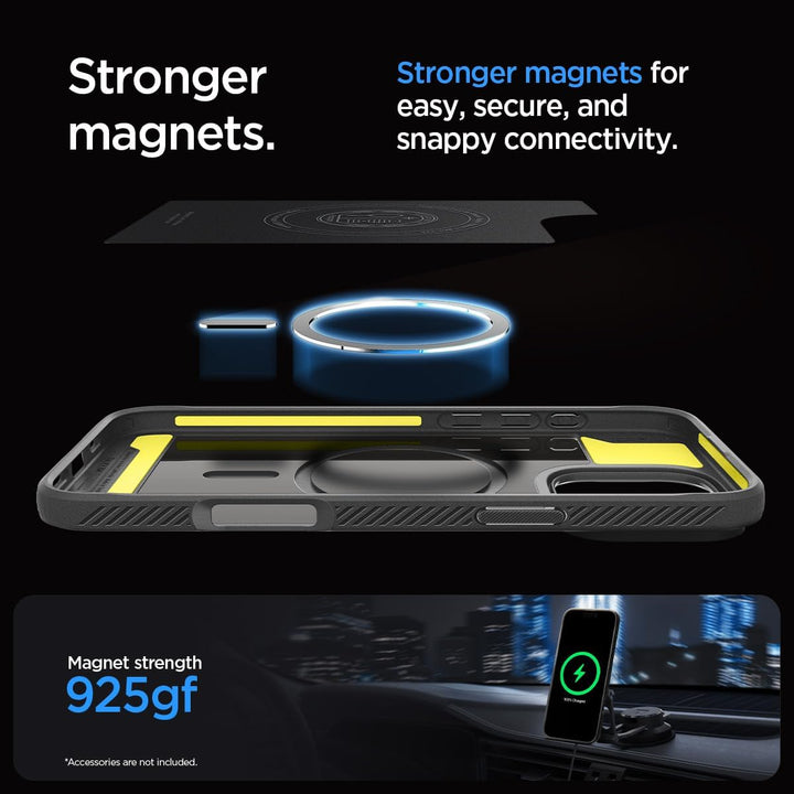 Spigen Rugged Armor MagFit Hülle für iPhone 16 Pro, Kompatibel mit MagSafe Zubehör -Grau