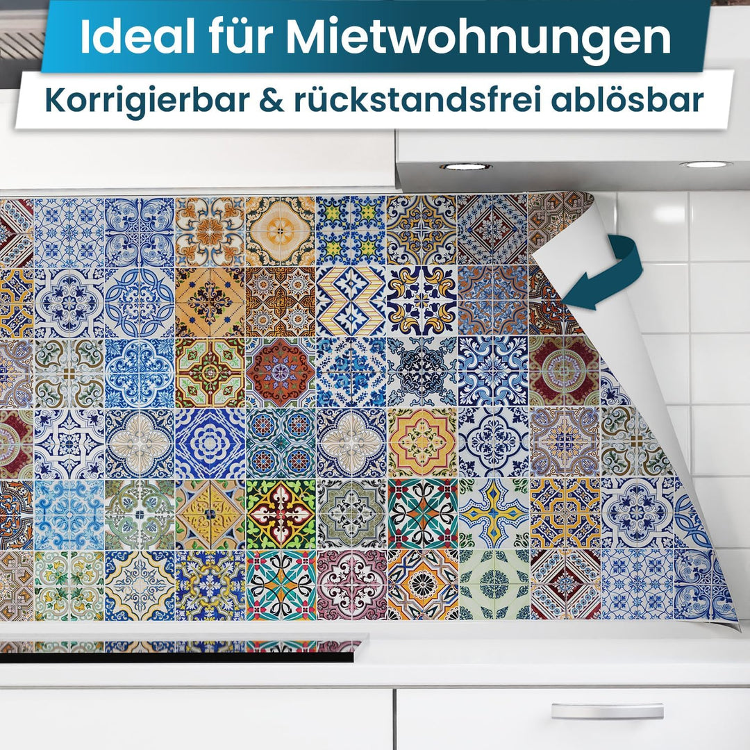 danario Küchenrückwand selbstklebend - Matt - Spritzschutz Küche - versteifte PET Folie - 0,4 mm - M