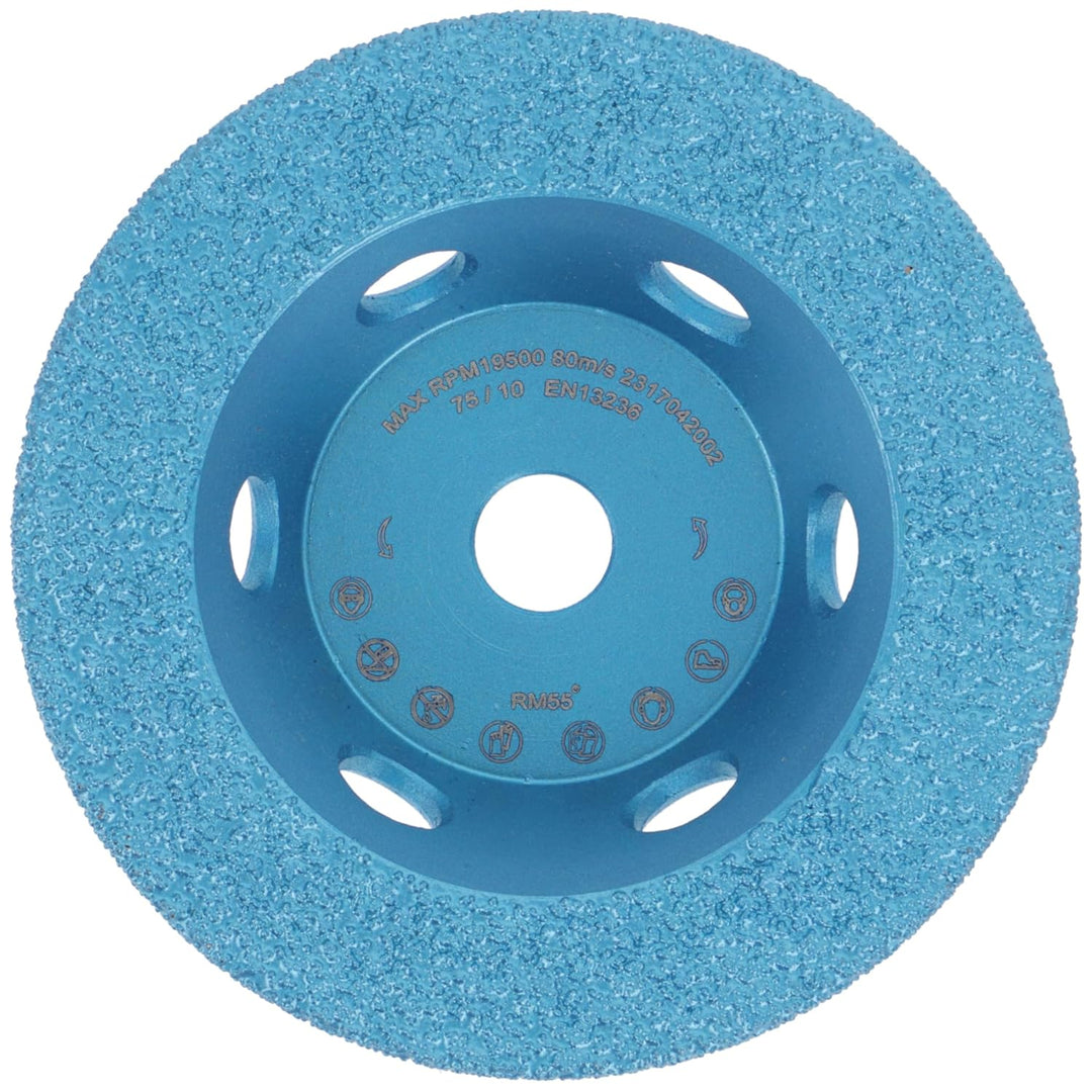 PRODIAMANT Diamant universal Schleiftopf 75mm Aufnahme 10mm für 12 V Akku Winkelschleifer mit Vacuum