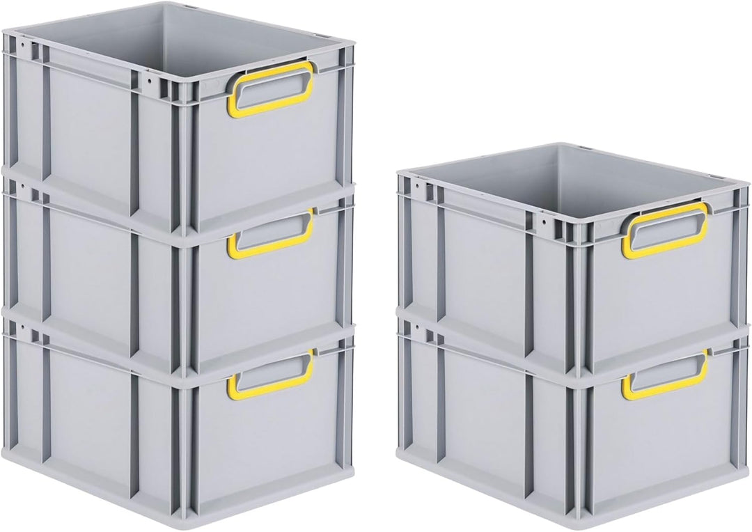SuperSparSet 8x Eurobox NextGen Color | HxBxT 22x30x40cm | 20 Liter | Griffe gelb geschlossen | Glat
