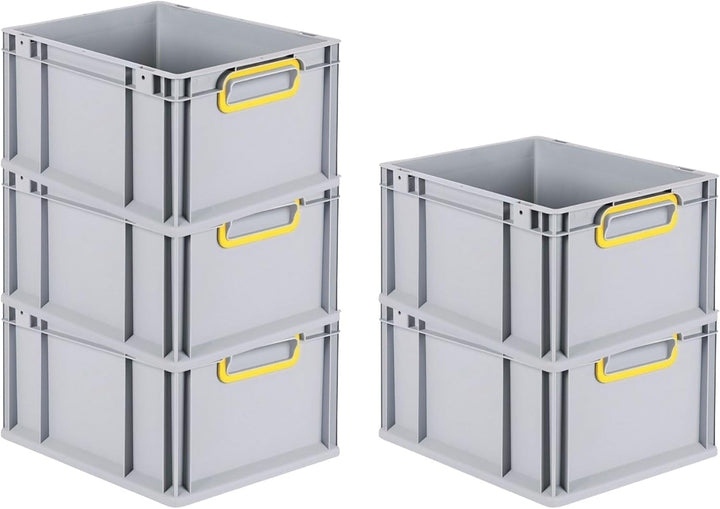 SparSet 10x Eurobox NextGen Color | HxBxT 22x30x40cm | 20 Liter | Griffe gelb geschlossen | Glatter