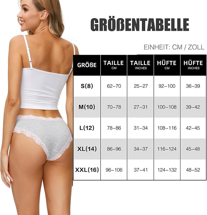 COMSOFT Baumwolle Unterwäsche Damen Höschen Sanft Spitze Hipster Slip Mehrfarbig L Mehrfarbige Slips