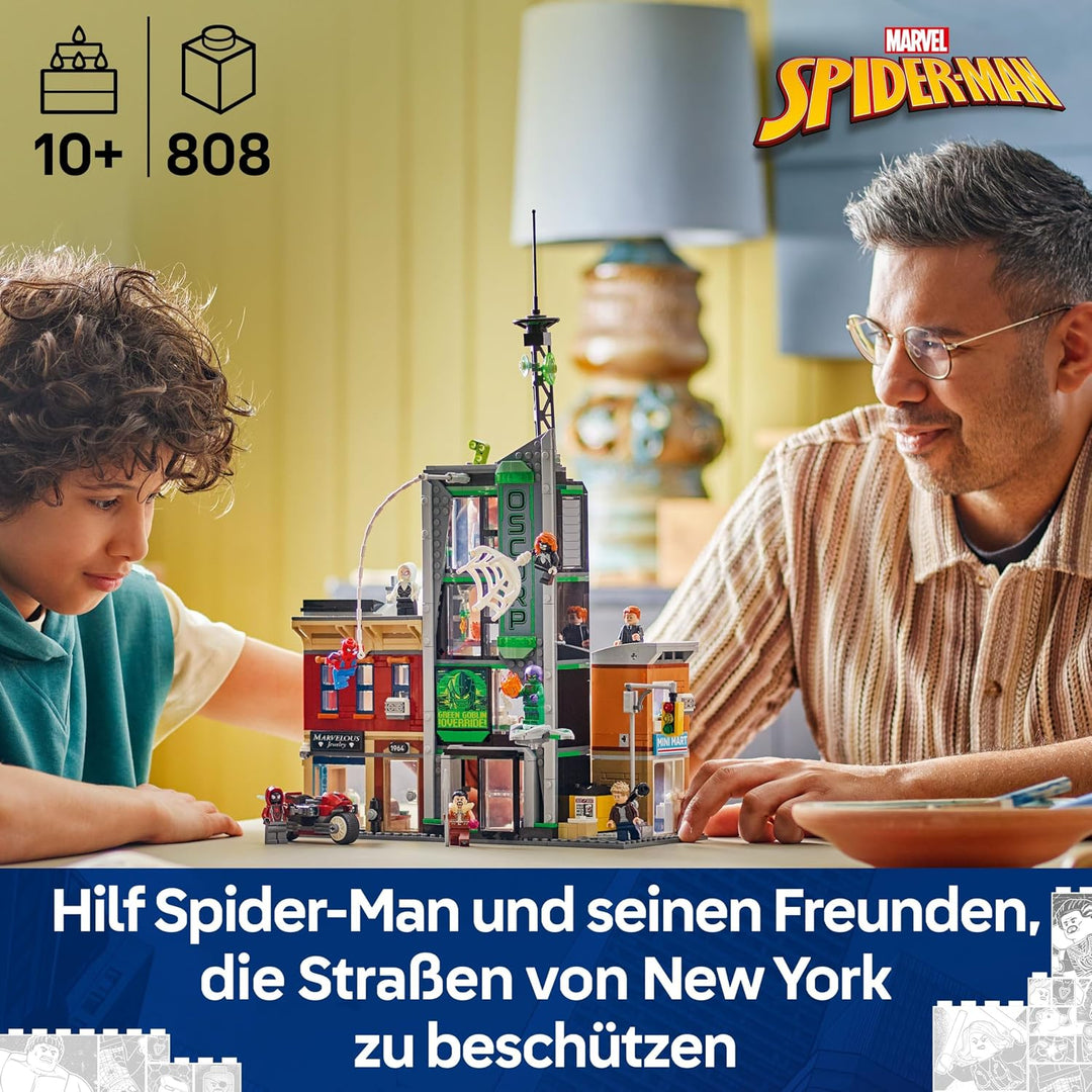 LEGO ǀ Marvel Spider-Man vs. Oscorp - Bauset zum Sammeln für Kinder mit 8 Minifiguren, darunter auch