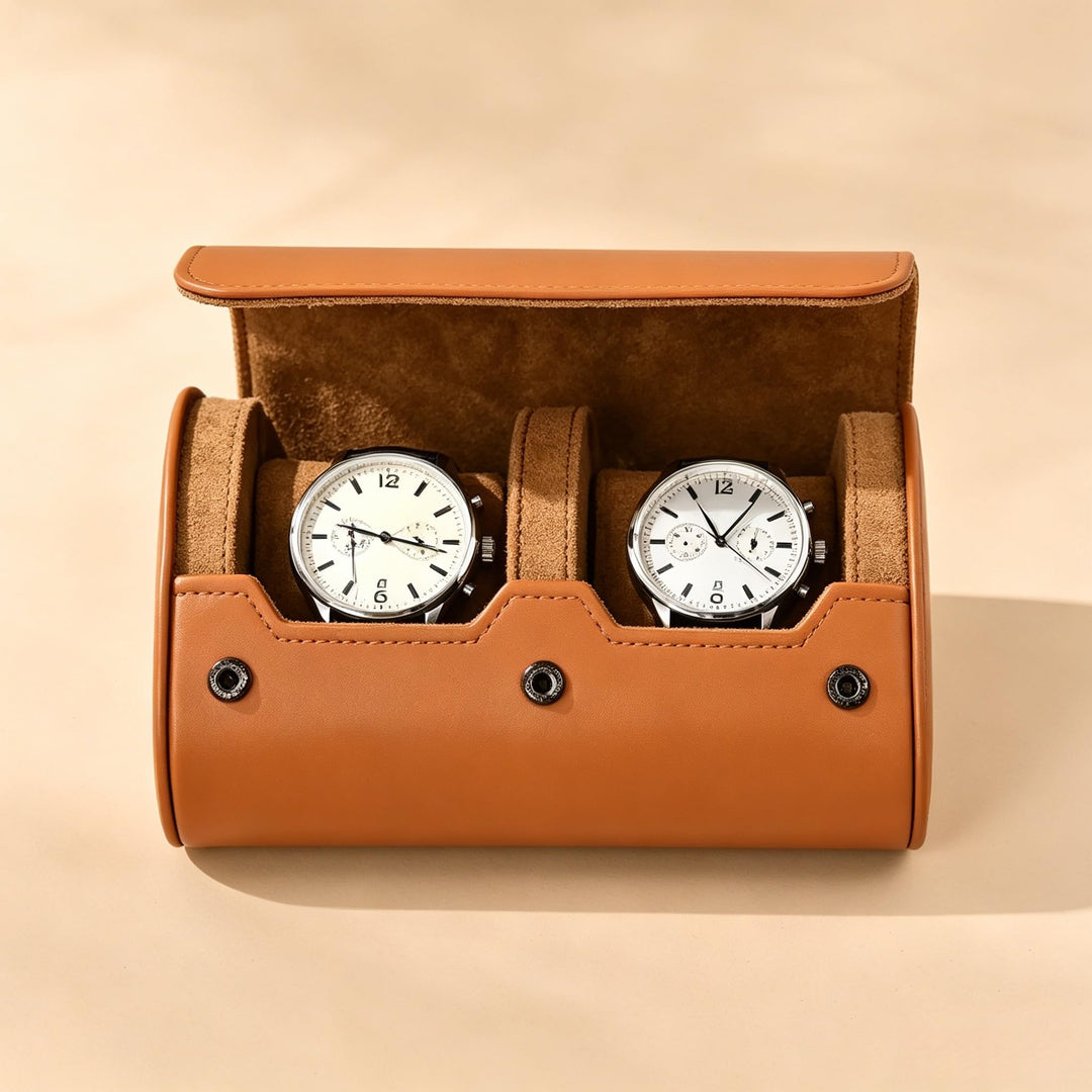 Oirlv Luxus PU Leder 2 Schlitze Uhrenrolle Uhrenbox Für Geschenkbox Weihnachten Jubiläum Geburtstag(