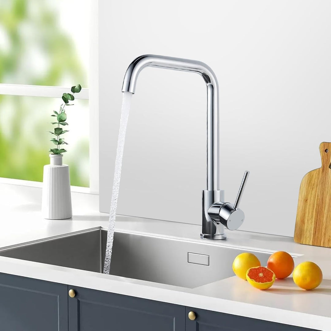 Wasserhahn Küche Edelstahl, Rainysprit Küchenarmatur Mischbatterie Küche, 360° Drehung Armatur Küche