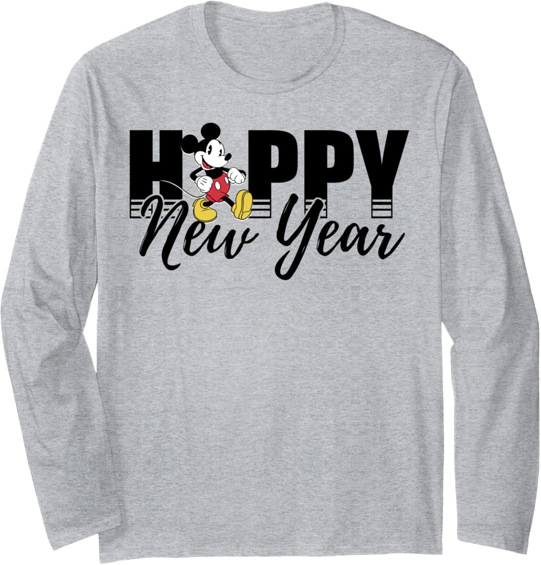 Disney Mickey And Friends New Year Simple Mickey Text Langarmshirt