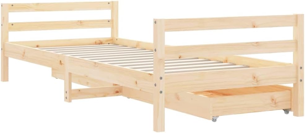 Gecheer Kinderbett mit Schubladen Hausbett Bett Holzbett Bettgestell 80x200 cm Massivholz Kiefer 80