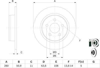 Bosch BD1592 Bremsscheiben - Hinterachse - ECE-R90 Zertifizierung - zwei Bremsscheiben pro Set