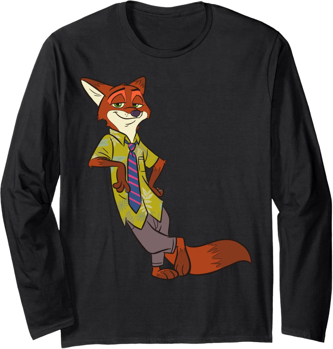 Disney Zootopia Cool Fox Nick Wilde Leaning Langarmshirt