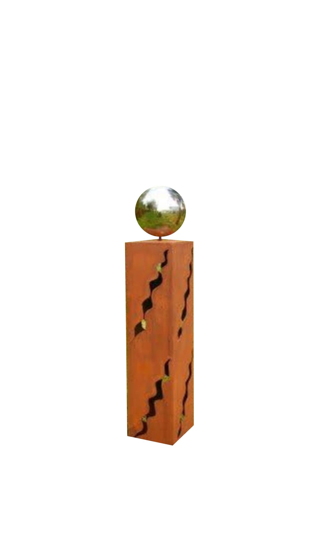 Rostsäulen 60 cm Gartendeko Skulptur mit Edelstahlkugel