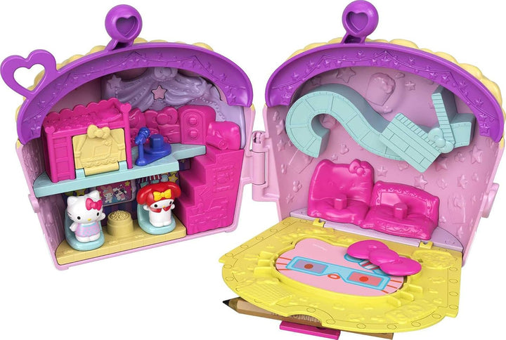 Hello Kitty GVB32 - Popcorn-Pyjamaparty (12,5 cm) mit 2 Sanrio Minis Figuren, Notizblock und Schreib