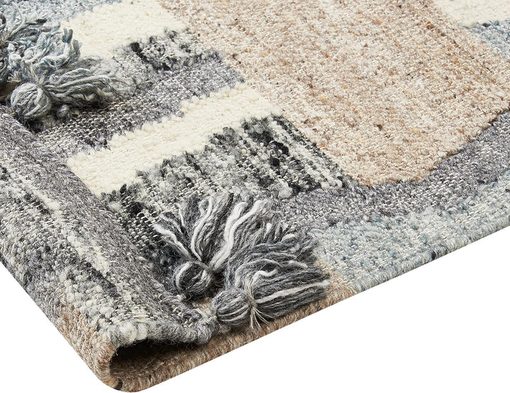 Kelim-Teppich Wolle bunt 160 x 230 cm handgewebt geometrisches Muster Aygezard