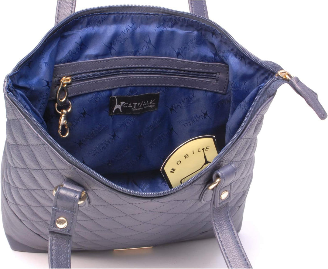 Catwalk Collection Handbags - Damen Schultertasche Mittelgross/Gross - Handtasche Tote Bag - Gestepp