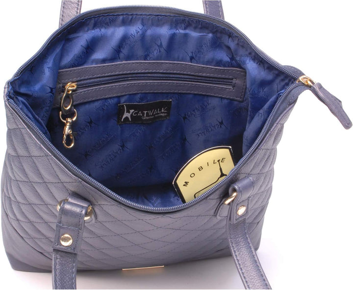 Catwalk Collection Handbags - Damen Schultertasche Mittelgross/Gross - Handtasche Tote Bag - Gestepp