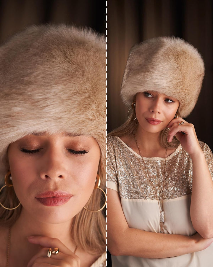 Futrzane Siberian Kosakenmütze - Pelzmütze Damen - Fell Pelz Russische Mütze L Gold Siberian, L Gold