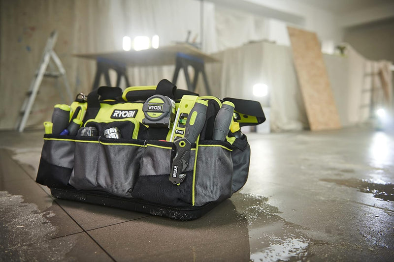 RYOBI Handwerkertasche mit Schultergurt Grösse M RSSMTB1 (6 x Innentaschen, je 4 x offene Taschen au