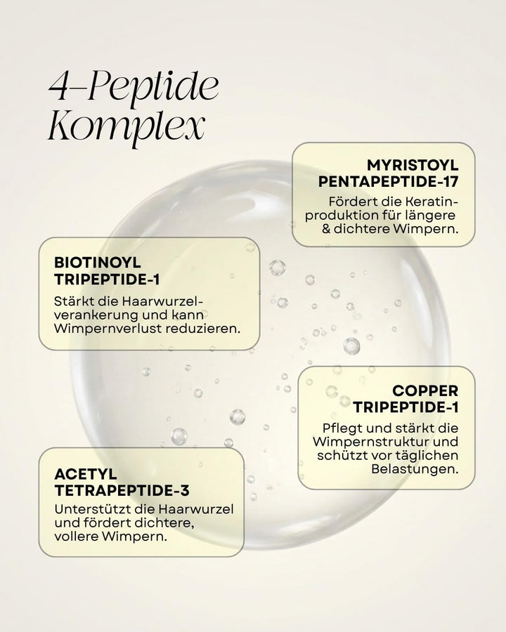 LASH &amp; BROW PEPTIDE SERUM – Hormonfreies Wimpern- &amp; Augenbrauenserum mit 4-Peptide-Komplex – längere