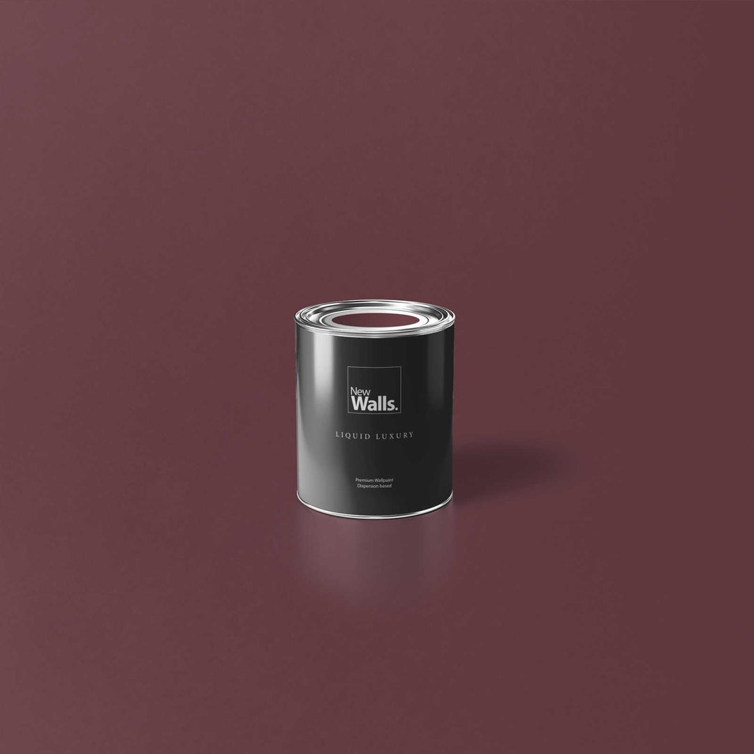 New Walls Premium Wandfarbe Rot, Bordeauxrot Liquid Luxury Dispersionsfarbe für Innenräume – 1 L 100