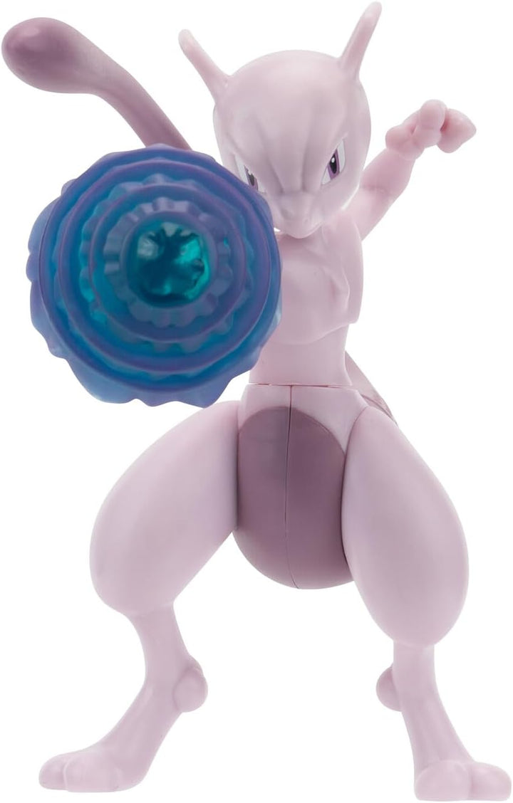Pokémon PKW3370 - Battle Feature Figure - Mewtu, offizielle bewegliche Figuren, 11,5 cm