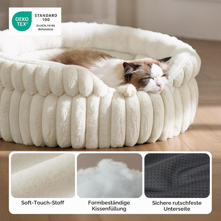 BEDSURE Flauschiges rundes Hundebett klein - 66 x 66 cm rundes Hundebett, waschbares grosses Katzenb